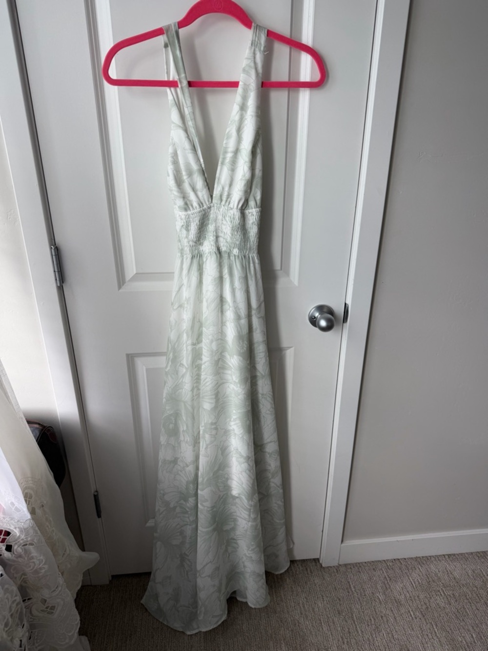 Baltic Born Light Sage Floral Maxi Dress with Smocked Waist